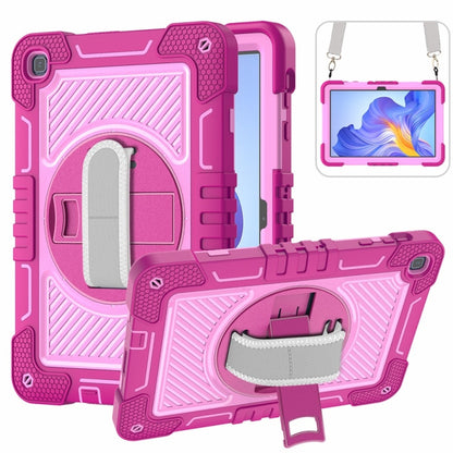 For Honor Pad X8 360 Degree Rotation PC Contrast Silicone Tablet Case(Rose Red + Pink) - Honor by buy2fix | Online Shopping UK | buy2fix