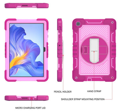 For Honor Pad X8 360 Degree Rotation PC Contrast Silicone Tablet Case(Rose Red + Pink) - Honor by buy2fix | Online Shopping UK | buy2fix