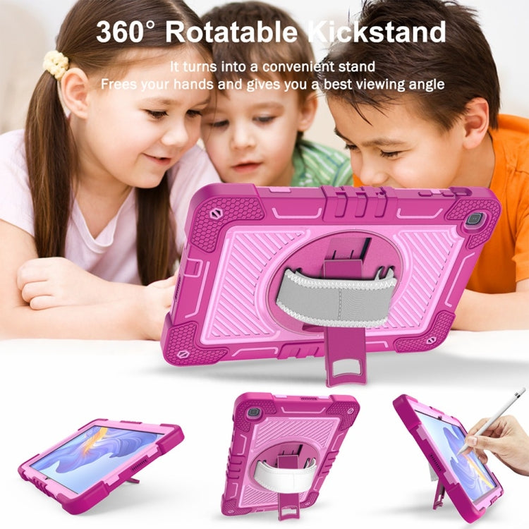 For Honor Pad X8 360 Degree Rotation PC Contrast Silicone Tablet Case(Rose Red + Pink) - Honor by buy2fix | Online Shopping UK | buy2fix