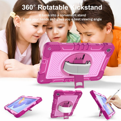 For Honor Pad X8 360 Degree Rotation PC Contrast Silicone Tablet Case(Rose Red + Pink) - Honor by buy2fix | Online Shopping UK | buy2fix