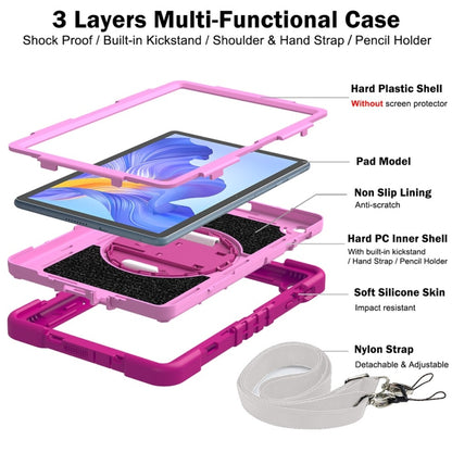 For Honor Pad X8 360 Degree Rotation PC Contrast Silicone Tablet Case(Rose Red + Pink) - Honor by buy2fix | Online Shopping UK | buy2fix