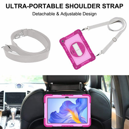 For Honor Pad X8 360 Degree Rotation PC Contrast Silicone Tablet Case(Rose Red + Pink) - Honor by buy2fix | Online Shopping UK | buy2fix