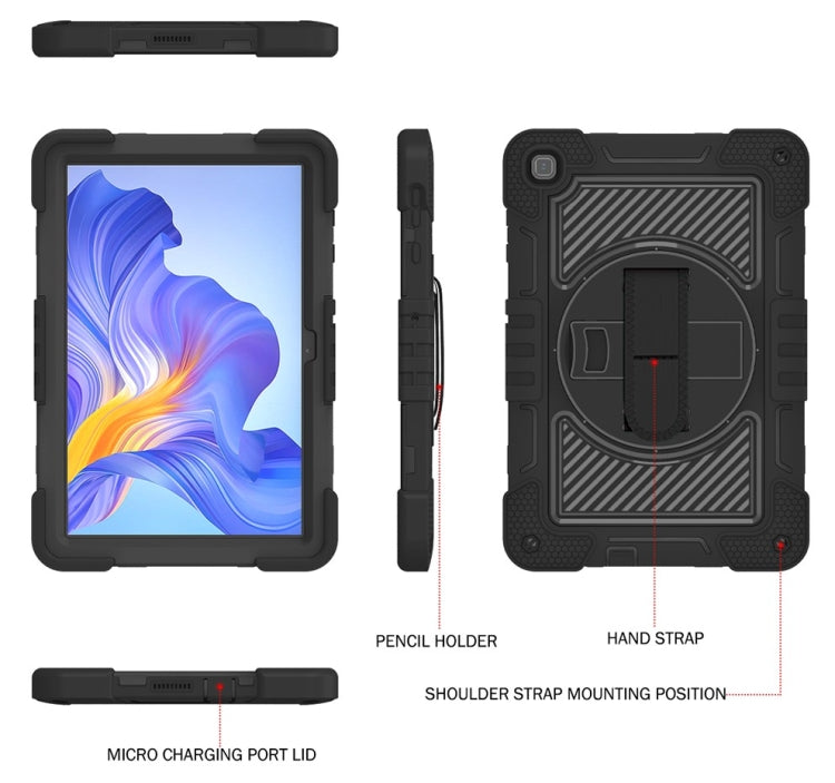 For Honor Pad X8 360 Degree Rotation PC Contrast Silicone Tablet Case(Black) - Honor by buy2fix | Online Shopping UK | buy2fix