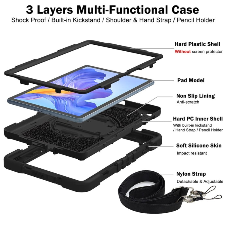 For Honor Pad X8 360 Degree Rotation PC Contrast Silicone Tablet Case(Black) - Honor by buy2fix | Online Shopping UK | buy2fix