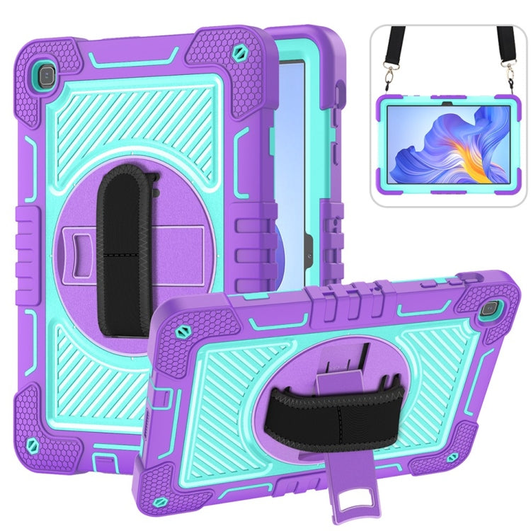 For Honor Pad X8 360 Degree Rotation PC Contrast Silicone Tablet Case(Purple + Mint Green) - Honor by buy2fix | Online Shopping UK | buy2fix