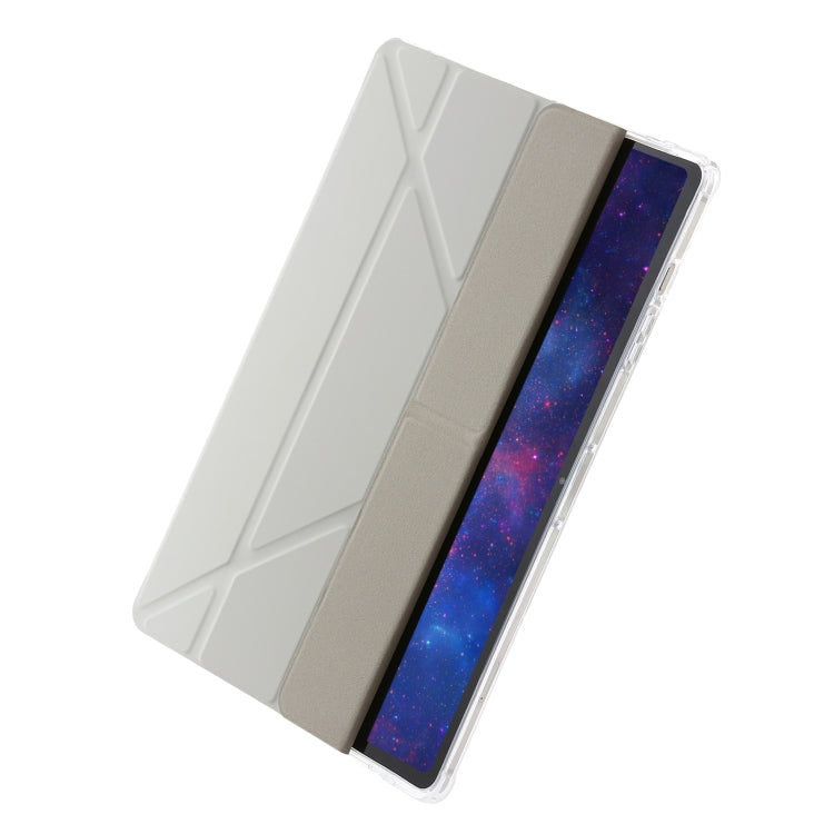 For Samsung Galaxy Tab S9 Clear Acrylic Deformation Leather Tablet Case(Grey) - Galaxy Tab S9 Cases by buy2fix | Online Shopping UK | buy2fix