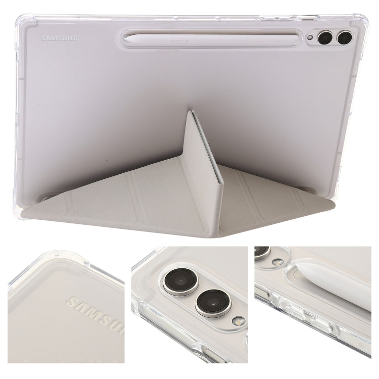 For Samsung Galaxy Tab S9 Clear Acrylic Deformation Leather Tablet Case(Grey) - Galaxy Tab S9 Cases by buy2fix | Online Shopping UK | buy2fix