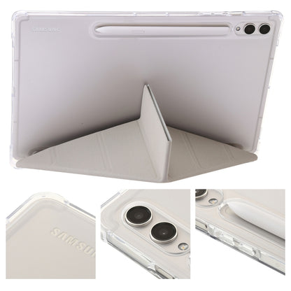 For Samsung Galaxy Tab S9+ Clear Acrylic Deformation Leather Tablet Case(Grey) - Galaxy Tab S9+ Cases by buy2fix | Online Shopping UK | buy2fix