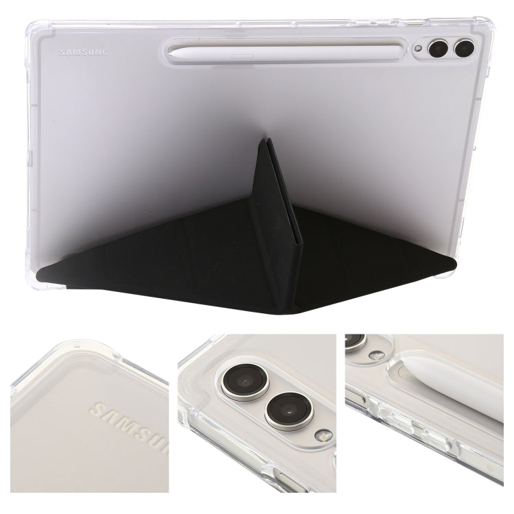 For Samsung Galaxy Tab S9+ Clear Acrylic Deformation Leather Tablet Case(Black) - Galaxy Tab S9+ Cases by buy2fix | Online Shopping UK | buy2fix