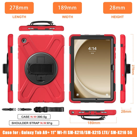 For Samsung Galaxy Tab A9+ Rotatable Kickstand Grip Heavy Duty Hard Rugged Tablet Case(Red) - Galaxy Tab A9+ by buy2fix | Online Shopping UK | buy2fix
