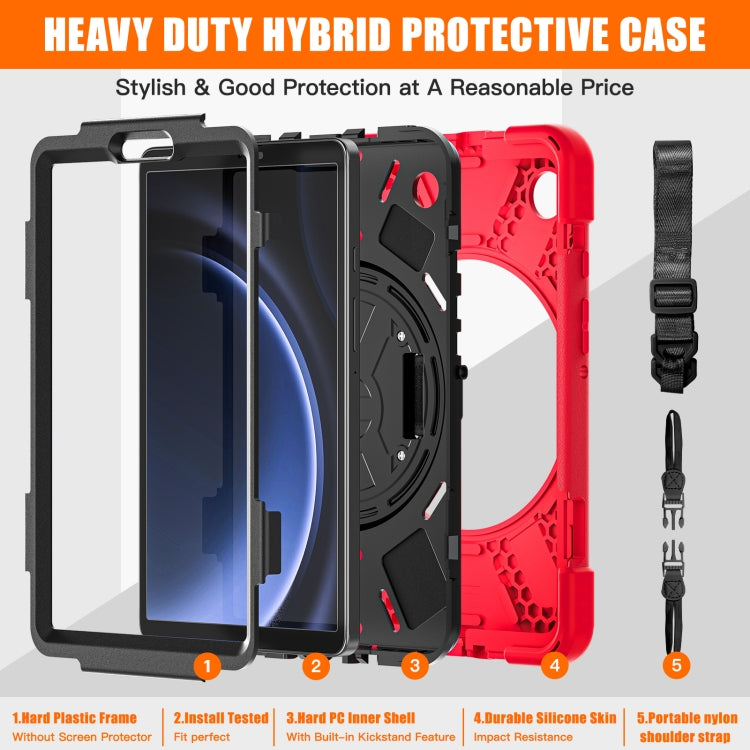 For Samsung Galaxy Tab A9+ Rotatable Kickstand Grip Heavy Duty Hard Rugged Tablet Case(Red) - Galaxy Tab A9+ by buy2fix | Online Shopping UK | buy2fix