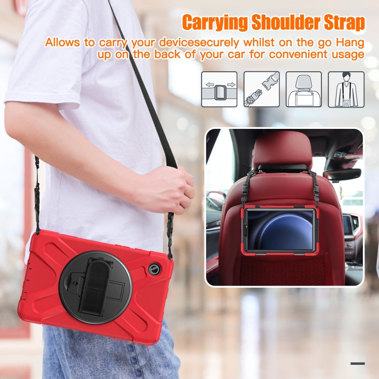 For Samsung Galaxy Tab A9+ Rotatable Kickstand Grip Heavy Duty Hard Rugged Tablet Case(Red) - Galaxy Tab A9+ by buy2fix | Online Shopping UK | buy2fix