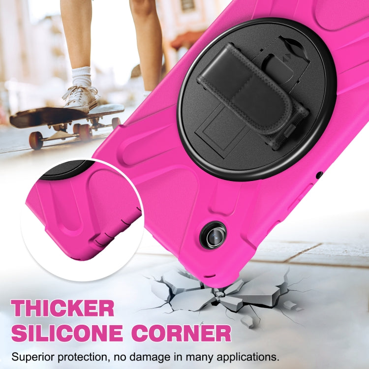 For Samsung Galaxy Tab A9+ Rotatable Kickstand Grip Heavy Duty Hard Rugged Tablet Case(Rose Red) - Galaxy Tab A9+ by buy2fix | Online Shopping UK | buy2fix