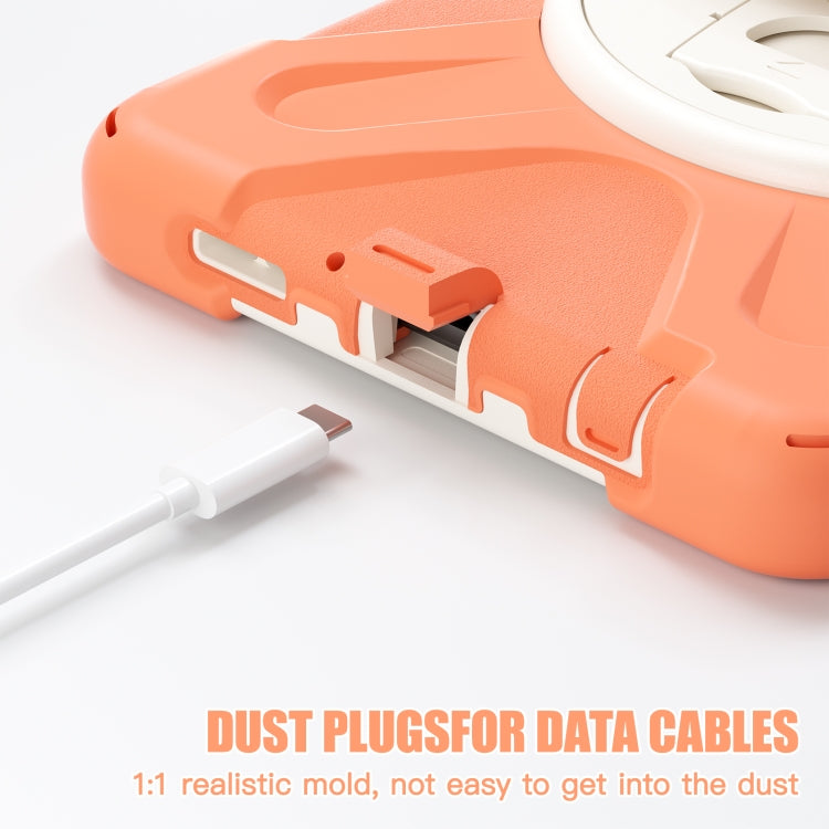 For Samsung Galaxy Tab A9+ Rotatable Kickstand Grip Heavy Duty Hard Rugged Tablet Case(Coral Orange) - Galaxy Tab A9+ by buy2fix | Online Shopping UK | buy2fix