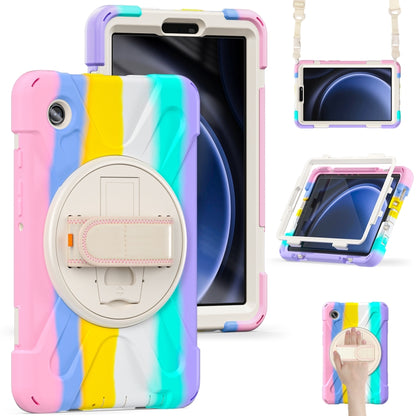 For Samsung Galaxy Tab A9+ Rotatable Kickstand Grip Heavy Duty Hard Rugged Tablet Case(Colorful Pink) - Galaxy Tab A9+ by buy2fix | Online Shopping UK | buy2fix