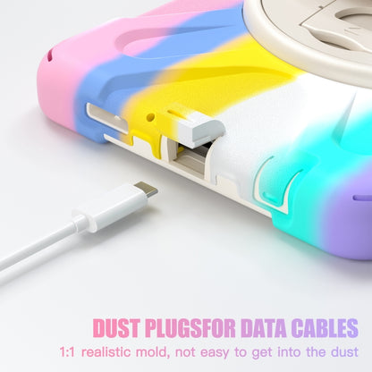 For Samsung Galaxy Tab A9+ Rotatable Kickstand Grip Heavy Duty Hard Rugged Tablet Case(Colorful Pink) - Galaxy Tab A9+ by buy2fix | Online Shopping UK | buy2fix