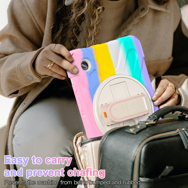 For Samsung Galaxy Tab A9+ Rotatable Kickstand Grip Heavy Duty Hard Rugged Tablet Case(Colorful Pink) - Galaxy Tab A9+ by buy2fix | Online Shopping UK | buy2fix