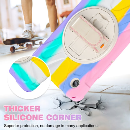 For Samsung Galaxy Tab A9+ Rotatable Kickstand Grip Heavy Duty Hard Rugged Tablet Case(Colorful Pink) - Galaxy Tab A9+ by buy2fix | Online Shopping UK | buy2fix