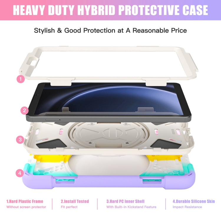 For Samsung Galaxy Tab A9+ Rotatable Kickstand Grip Heavy Duty Hard Rugged Tablet Case(Colorful Pink) - Galaxy Tab A9+ by buy2fix | Online Shopping UK | buy2fix