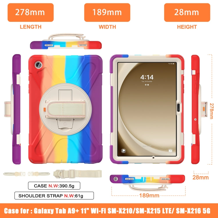 For Samsung Galaxy Tab A9+ Rotatable Kickstand Grip Heavy Duty Hard Rugged Tablet Case(Colorful Red) - Galaxy Tab A9+ by buy2fix | Online Shopping UK | buy2fix