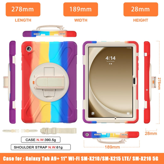 For Samsung Galaxy Tab A9+ Rotatable Kickstand Grip Heavy Duty Hard Rugged Tablet Case(Colorful Red) - Galaxy Tab A9+ by buy2fix | Online Shopping UK | buy2fix