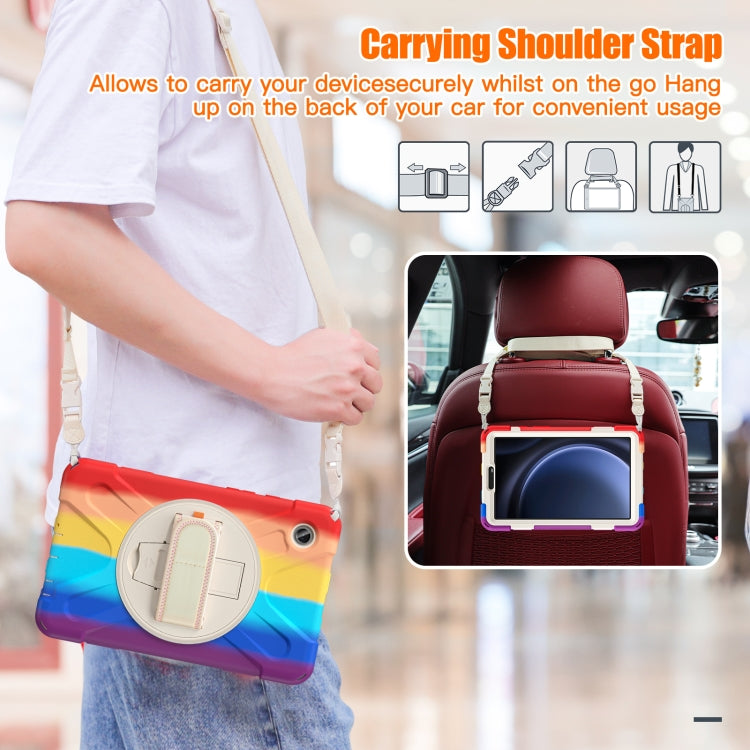 For Samsung Galaxy Tab A9+ Rotatable Kickstand Grip Heavy Duty Hard Rugged Tablet Case(Colorful Red) - Galaxy Tab A9+ by buy2fix | Online Shopping UK | buy2fix