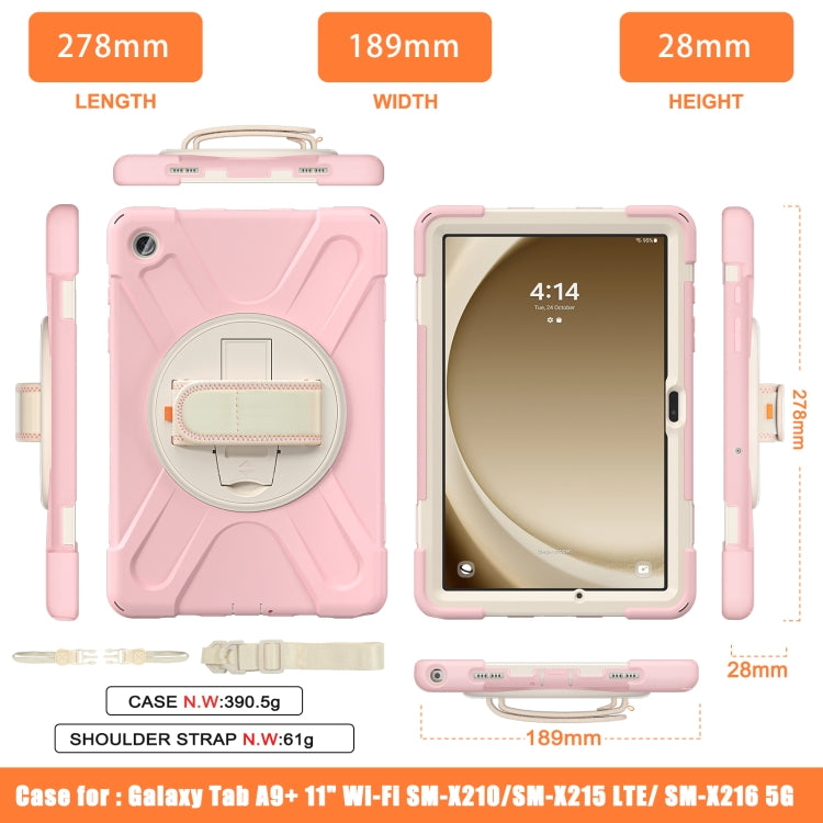 For Samsung Galaxy Tab A9+ Rotatable Kickstand Grip Heavy Duty Hard Rugged Tablet Case(Pink) - Galaxy Tab A9+ by buy2fix | Online Shopping UK | buy2fix