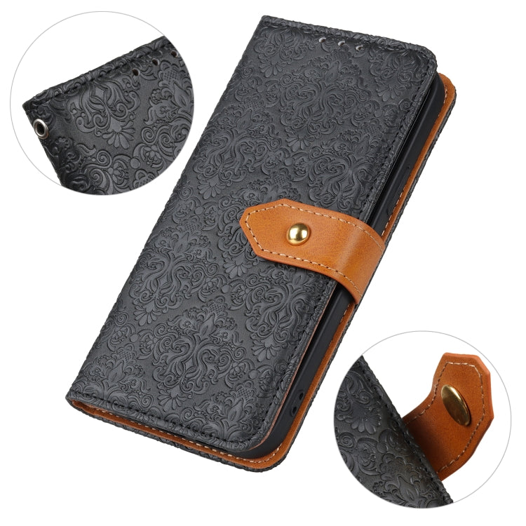 For Google Pixel 9 European Floral Embossed Leather Phone Case(Black) - Google Cases by buy2fix | Online Shopping UK | buy2fix