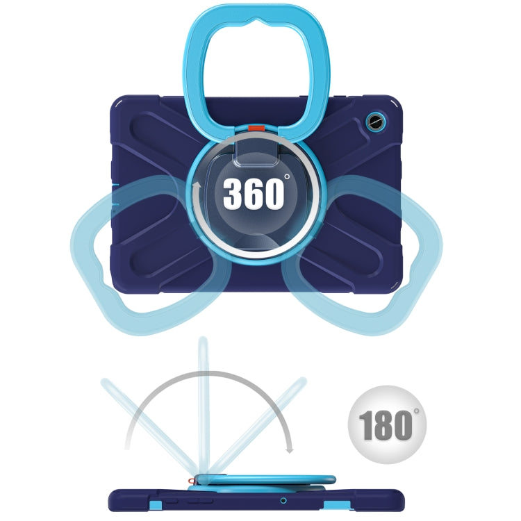 For Samsung Galaxy Tab A9+ Silicone Hybrid PC Tablet Case with Holder & Shoulder Strap(Navy Blue + Blue) - Galaxy Tab A9+ by buy2fix | Online Shopping UK | buy2fix