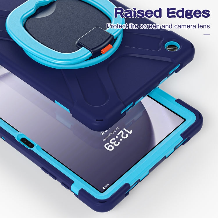 For Samsung Galaxy Tab A9+ Silicone Hybrid PC Tablet Case with Holder & Shoulder Strap(Navy Blue + Blue) - Galaxy Tab A9+ by buy2fix | Online Shopping UK | buy2fix