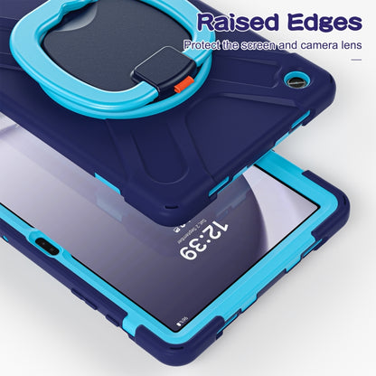 For Samsung Galaxy Tab A9+ Silicone Hybrid PC Tablet Case with Holder & Shoulder Strap(Navy Blue + Blue) - Galaxy Tab A9+ by buy2fix | Online Shopping UK | buy2fix