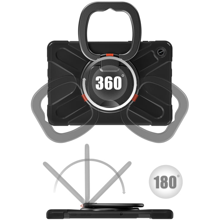 For Samsung Galaxy Tab A9+ Silicone Hybrid PC Tablet Case with Holder & Shoulder Strap(Black + Black) - Galaxy Tab A9+ by buy2fix | Online Shopping UK | buy2fix