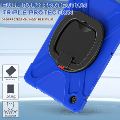 For Samsung Galaxy Tab A9+ Silicone Hybrid PC Tablet Case with Holder & Shoulder Strap(Blue) - Galaxy Tab A9+ by buy2fix | Online Shopping UK | buy2fix