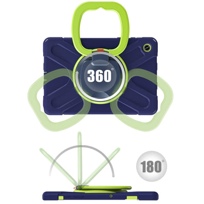 For Samsung Galaxy Tab A9+ Silicone Hybrid PC Tablet Case with Holder & Shoulder Strap(Navy Blue + Lime) - Galaxy Tab A9+ by buy2fix | Online Shopping UK | buy2fix