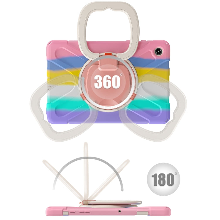 For Samsung Galaxy Tab A9+ Silicone Hybrid PC Tablet Case with Holder & Shoulder Strap(Colorful Pink) - Galaxy Tab A9+ by buy2fix | Online Shopping UK | buy2fix