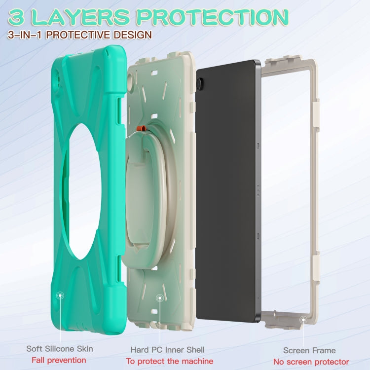 For Samsung Galaxy Tab A9+ Silicone Hybrid PC Tablet Case with Holder & Shoulder Strap(Mint Green) - Galaxy Tab A9+ by buy2fix | Online Shopping UK | buy2fix