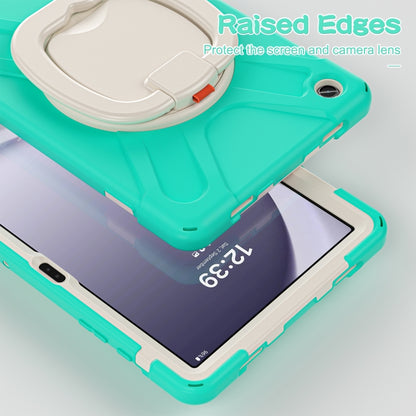 For Samsung Galaxy Tab A9+ Silicone Hybrid PC Tablet Case with Holder & Shoulder Strap(Mint Green) - Galaxy Tab A9+ by buy2fix | Online Shopping UK | buy2fix