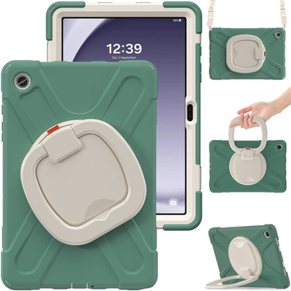 For Samsung Galaxy Tab A9+ Silicone Hybrid PC Tablet Case with Holder & Shoulder Strap(Emerald Green) - Galaxy Tab A9+ by buy2fix | Online Shopping UK | buy2fix