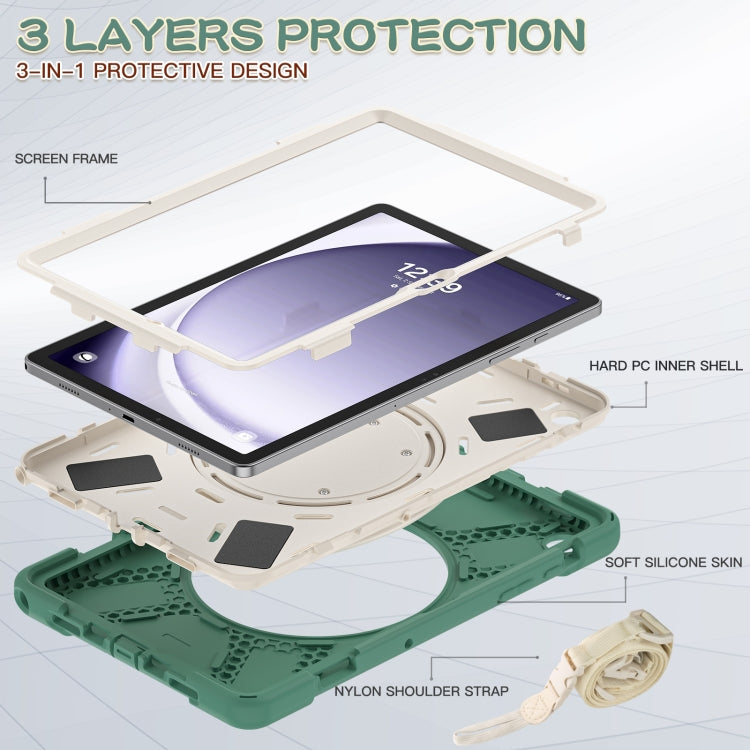 For Samsung Galaxy Tab A9+ Silicone Hybrid PC Tablet Case with Holder & Shoulder Strap(Emerald Green) - Galaxy Tab A9+ by buy2fix | Online Shopping UK | buy2fix
