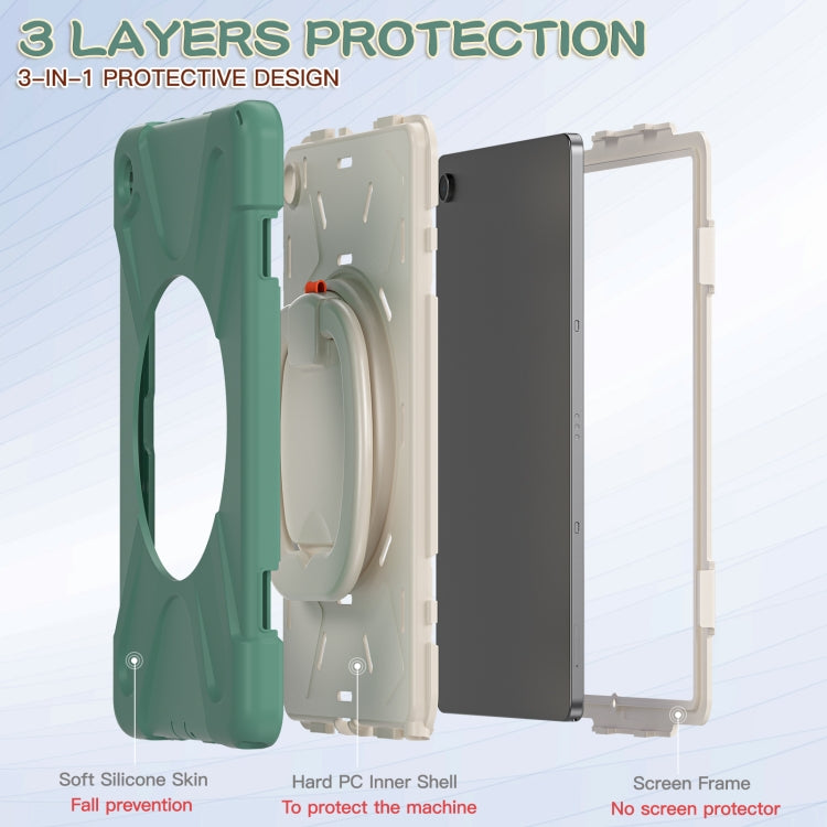 For Samsung Galaxy Tab A9+ Silicone Hybrid PC Tablet Case with Holder & Shoulder Strap(Emerald Green) - Galaxy Tab A9+ by buy2fix | Online Shopping UK | buy2fix