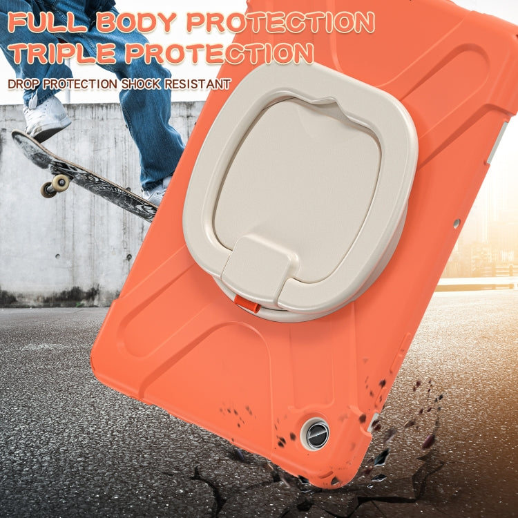 For Samsung Galaxy Tab A9+ Silicone Hybrid PC Tablet Case with Holder & Shoulder Strap(Living Coral) - Galaxy Tab A9+ by buy2fix | Online Shopping UK | buy2fix