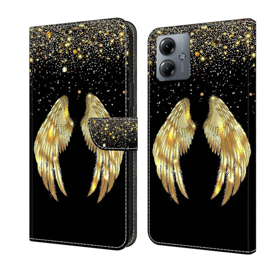 For Motorola Moto G14 Crystal 3D Shockproof Protective Leather Phone Case(Golden Wings) - Motorola Cases by buy2fix | Online Shopping UK | buy2fix