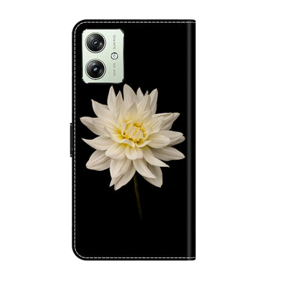 For Motorola Moto G54 Crystal 3D Shockproof Protective Leather Phone Case(White Flower) - Motorola Cases by buy2fix | Online Shopping UK | buy2fix