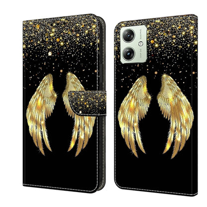 For Motorola Moto G54 Crystal 3D Shockproof Protective Leather Phone Case(Golden Wings) - Motorola Cases by buy2fix | Online Shopping UK | buy2fix