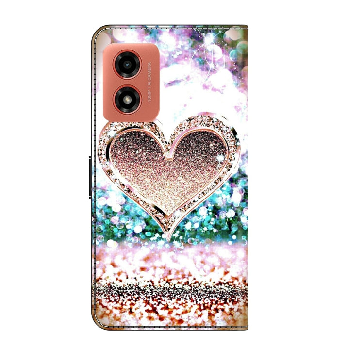 For Motorola Moto G Play 2024 Crystal 3D Shockproof Protective Leather Phone Case(Pink Diamond Heart) - Motorola Cases by buy2fix | Online Shopping UK | buy2fix