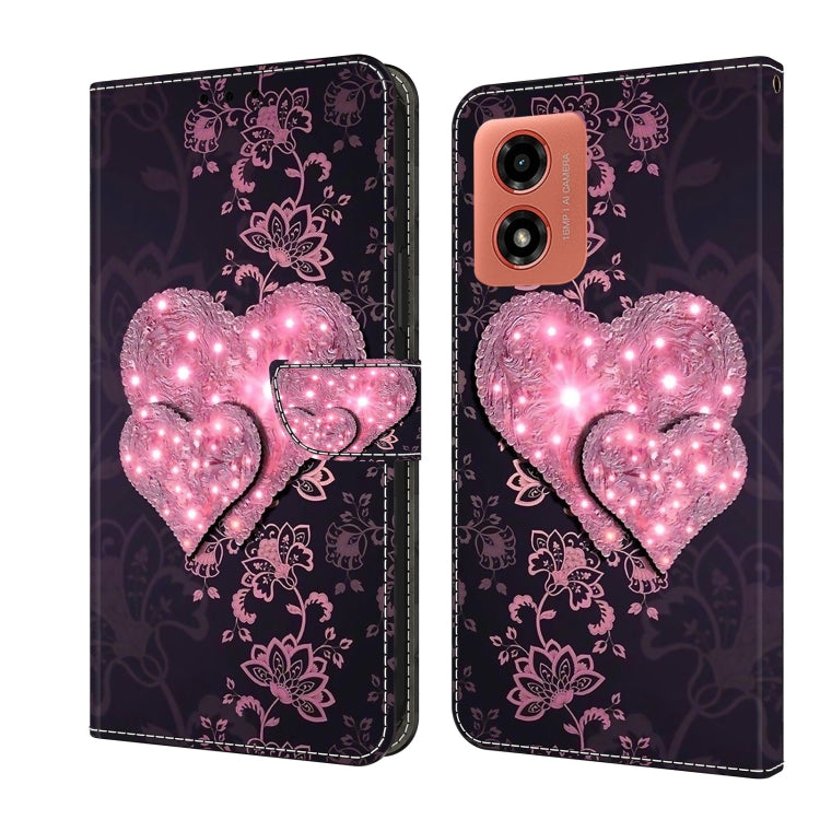For Motorola Moto G Play 2024 Crystal 3D Shockproof Protective Leather Phone Case(Lace Love) by buy2fix