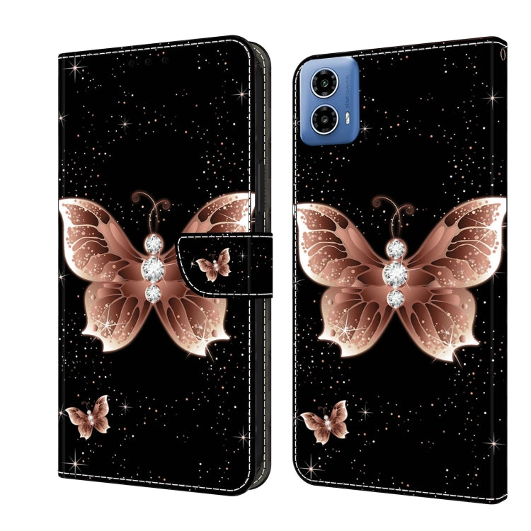 For Motorola Moto G24 Crystal 3D Shockproof Protective Leather Phone Case(Pink Diamond Butterfly) by buy2fix