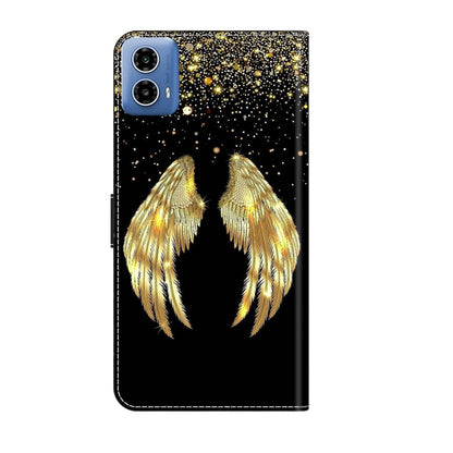 For Motorola Moto G24 Crystal 3D Shockproof Protective Leather Phone Case(Golden Wings) - Motorola Cases by buy2fix | Online Shopping UK | buy2fix