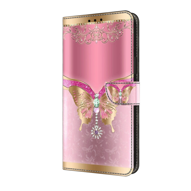 For Motorola Moto G24 Power Crystal 3D Shockproof Protective Leather Phone Case(Pink Bottom Butterfly) - Motorola Cases by buy2fix | Online Shopping UK | buy2fix