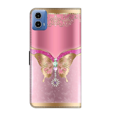 For Motorola Moto G24 Power Crystal 3D Shockproof Protective Leather Phone Case(Pink Bottom Butterfly) - Motorola Cases by buy2fix | Online Shopping UK | buy2fix